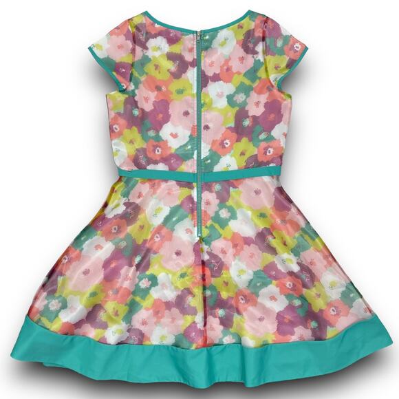 American Girl Child Size Bright Blooms Floral Dress Belted Lined Size 14 Girls - Picture 6 of 7